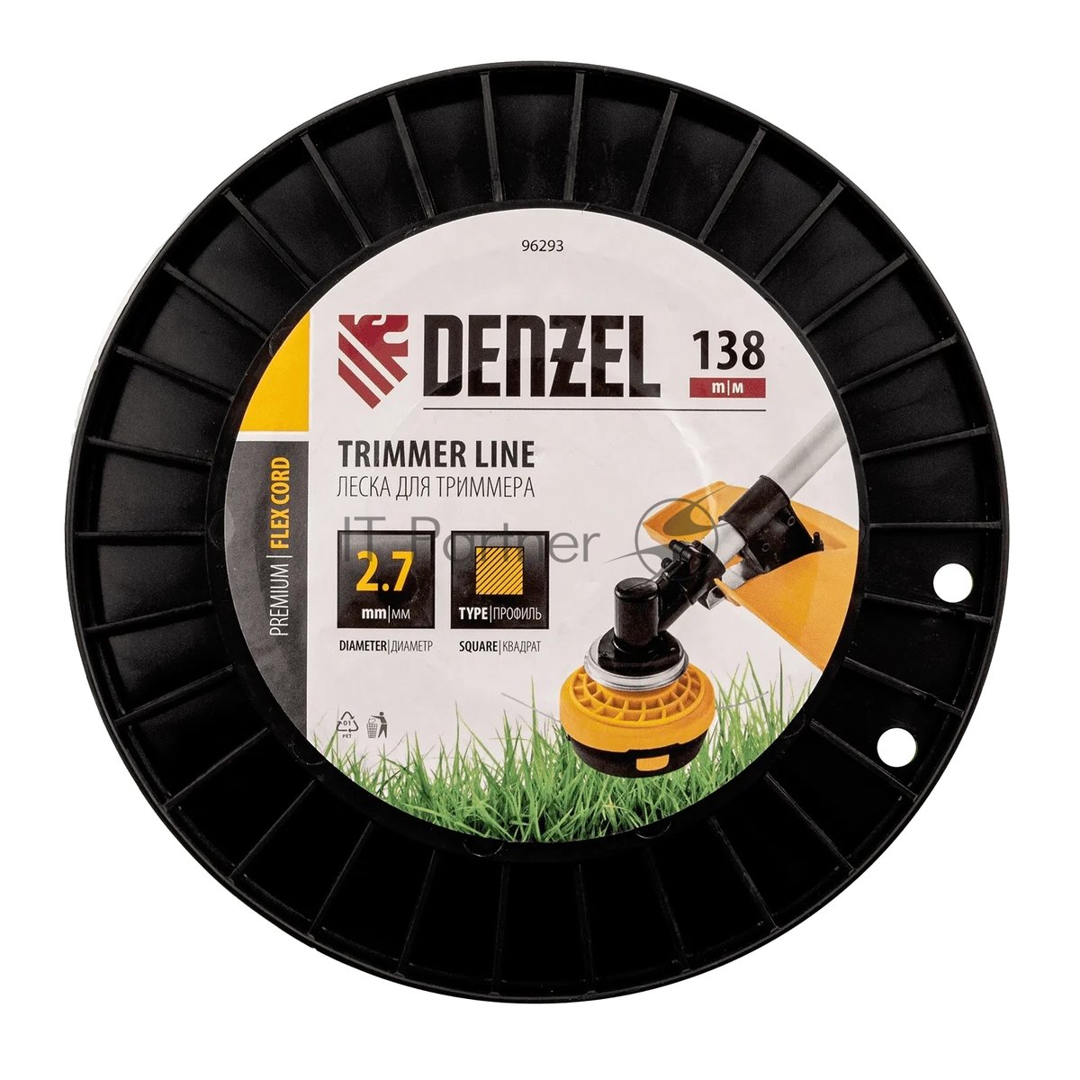 Леска для триммера Denzel квадрат, 2,7м х 138м, на DIN катушке FLEX CORD