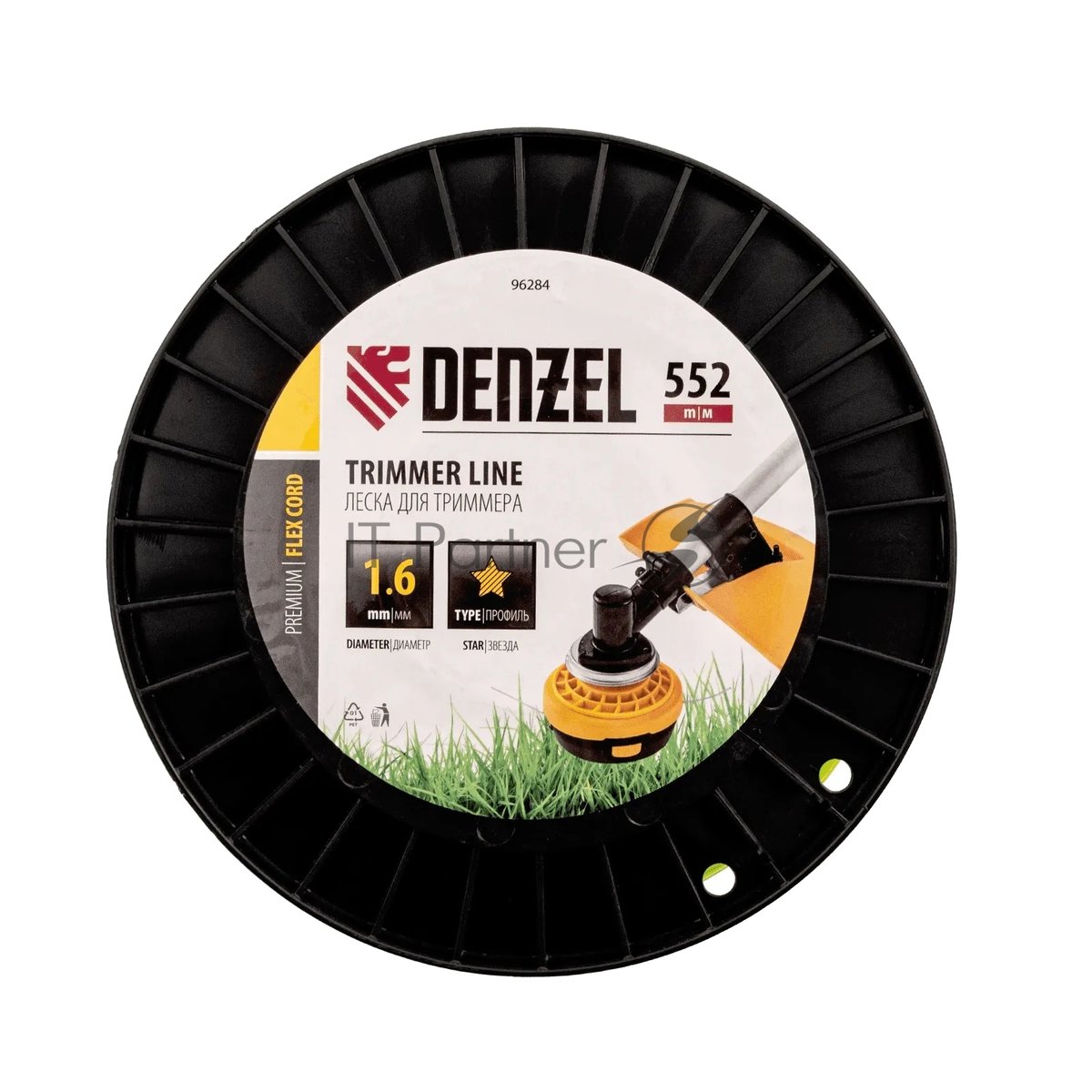 Denzel 96284 Леска для триммера Denzel звезда, 1,6мм х 552м, на DIN катушке  FLEX  CORD