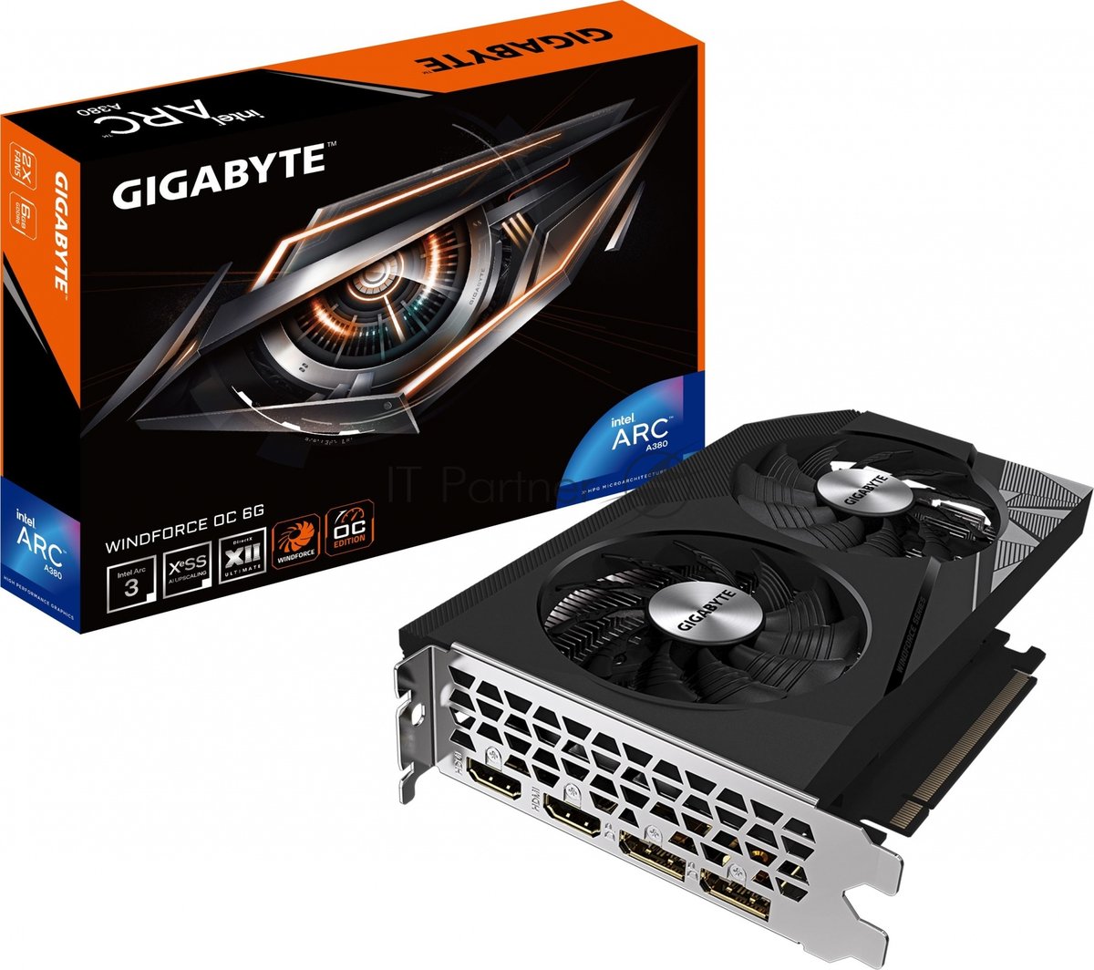 Видеокарта Gigabyte Intel Arc A380 WINDFORCE OC, 6 GB GDDR6, 96 bit, 2xDisplayPort, 2xHDMI, GPU 2000 MHz