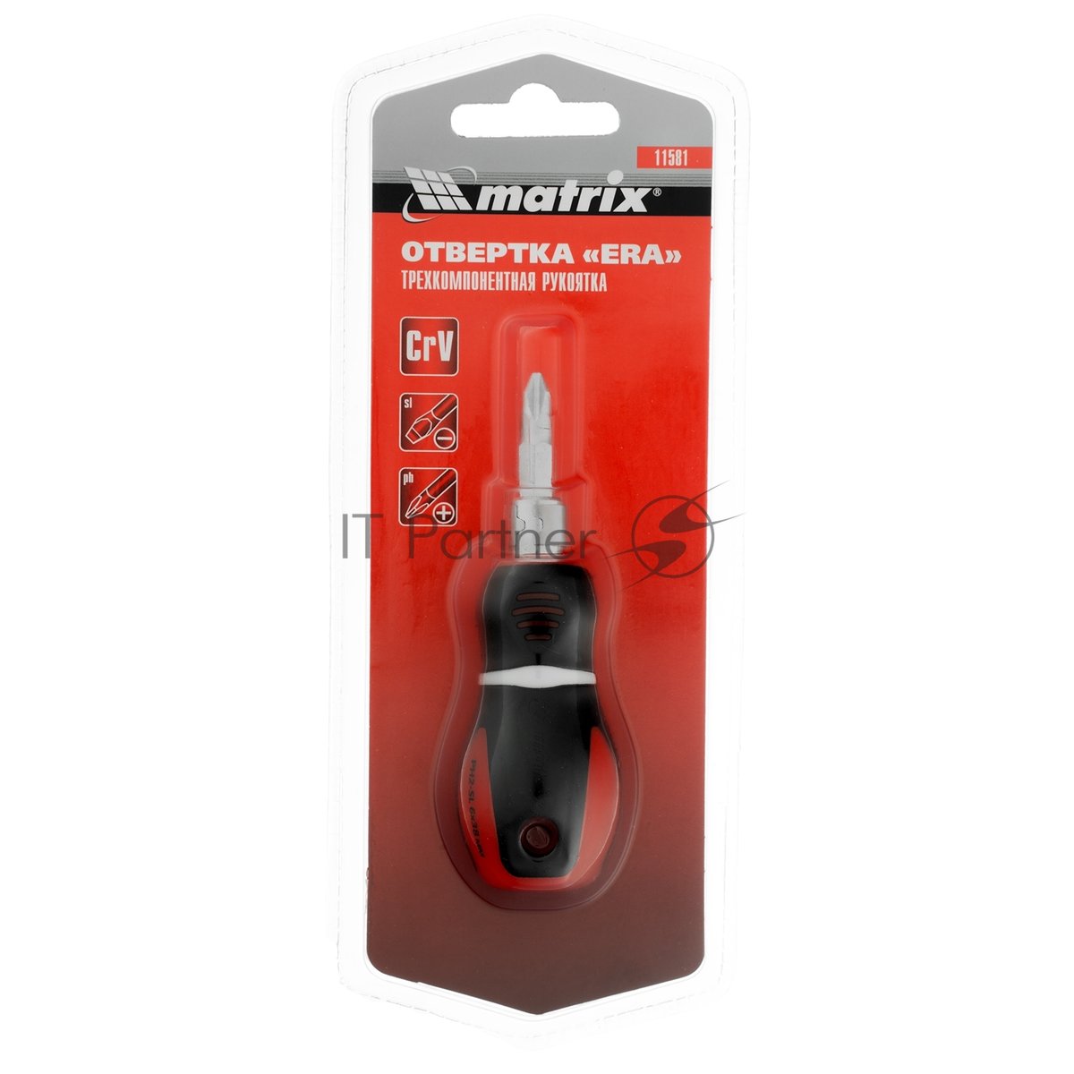 Отвертка Matrix комбинированная, SL6,0/PH2 х 38 мм, CrV, двухкомп. рукоятка