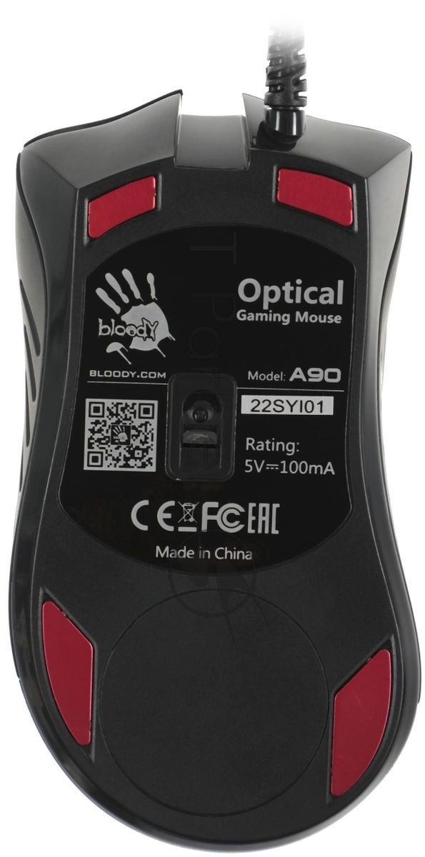 Мышь проводная A4Tech Bloody Blazing A9/A90 черный, 4000 dpi, USB Type-A, кнопки - 8