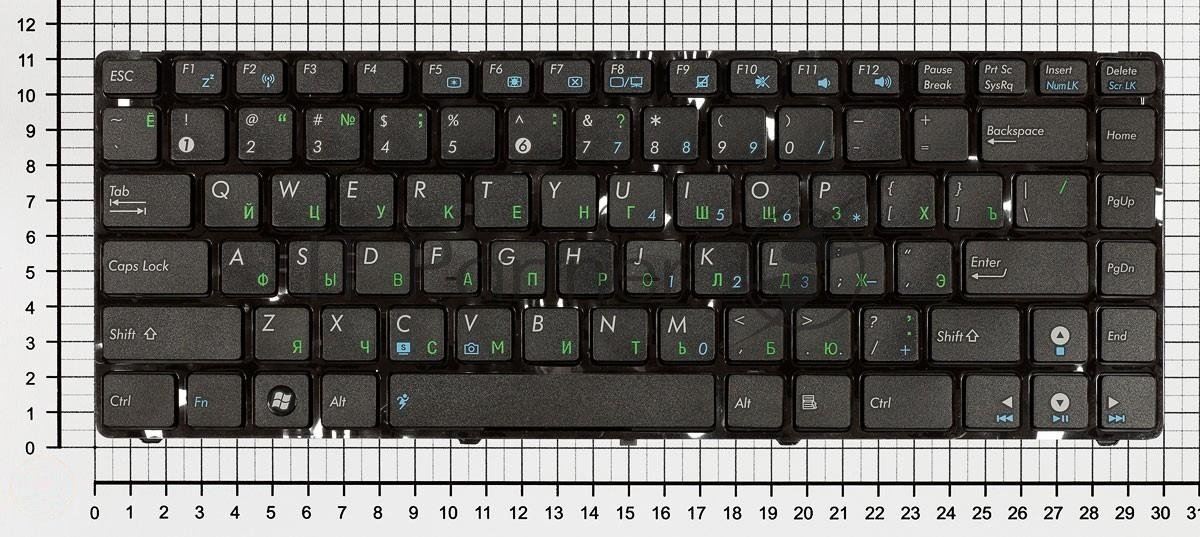 Клавиатура для ноутбука Asus UL30 K42 K43 X42 U41 черная с рамкой