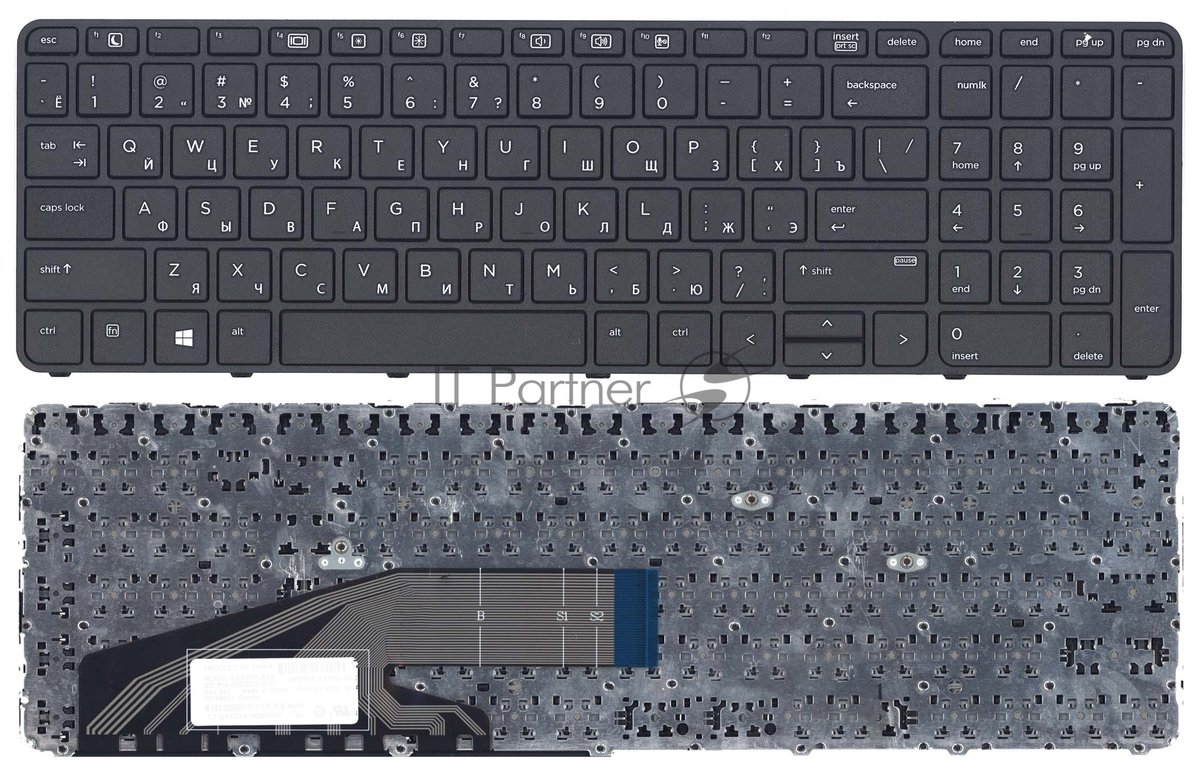 Клавиатура для ноутбука HP ProBook 450 G3 455 G3 470 G3 черная с рамкой