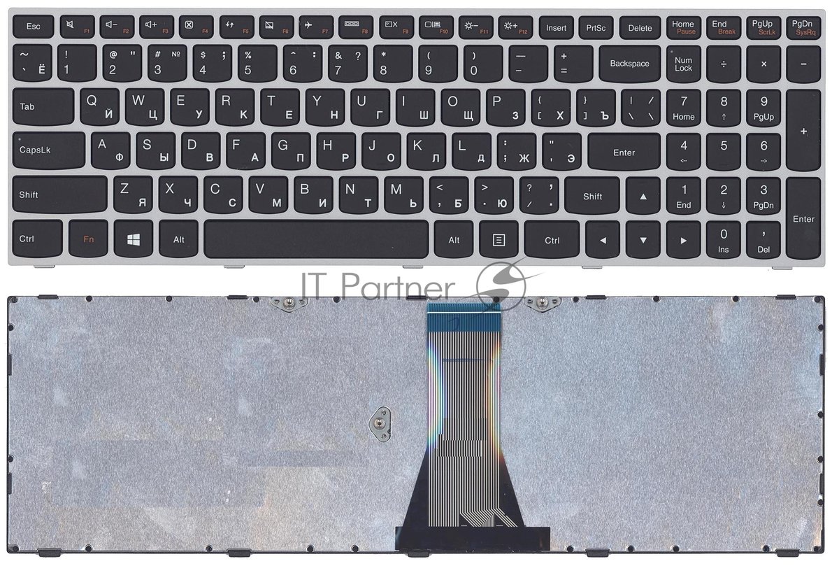 Клавиатура для ноутбука Lenovo IdeaPad G50-70 G50-30 черная с серой рамкой