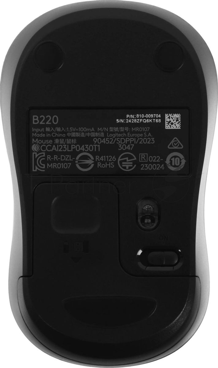 Мышь беспроводная Logitech B220 Silent черный, 1000 dpi, радиоканал, USB, кнопки - 3