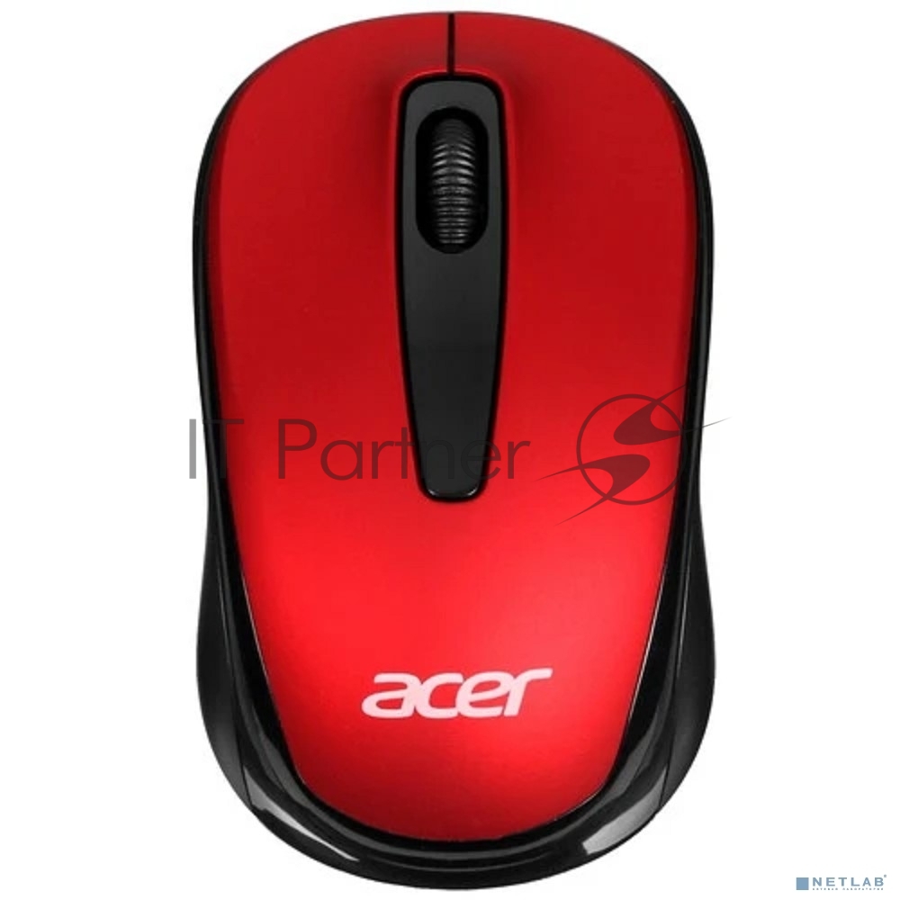 Мышь беспроводная Acer OMR136 красный, 1000 dpi, радиоканал, USB, кнопки - 3