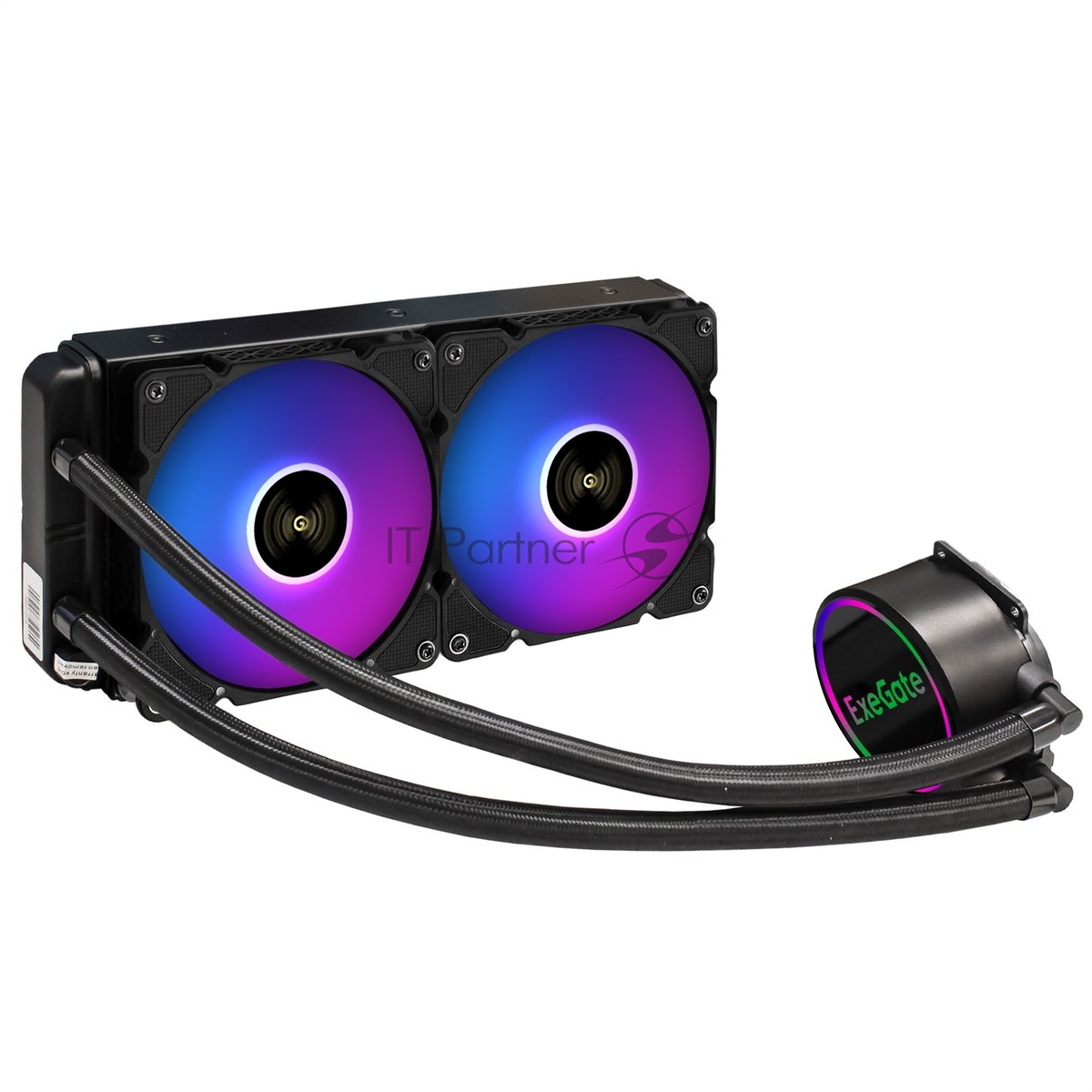 Exegate EX293458RUS Комплект водяного охлаждения ExeGate BlackWater-240.PWM.ARGB (3 PIN 5V ADDRESSABLE RGB подсветка, LGA2066/2011/1366/1150/1151/1155/1156/1200/1700/AM4/FM1/FM2/FM2+/AM2/AM2+/AM3/AM3+
