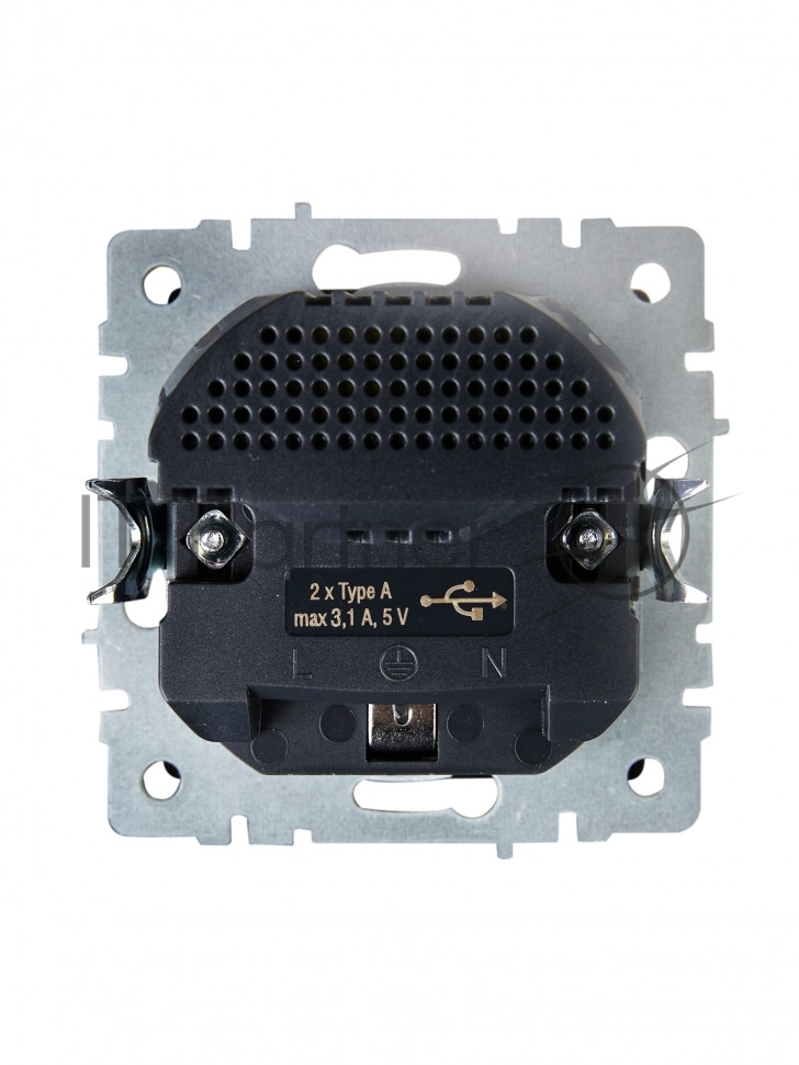 Розетка 1-местная IEK BRITE РЮш10-2-БрШ (BR-R14-16-U21-D31-K37) с заземлением, с защитными шторками, 16А, с USB A+A 5В 3,1А, шампань