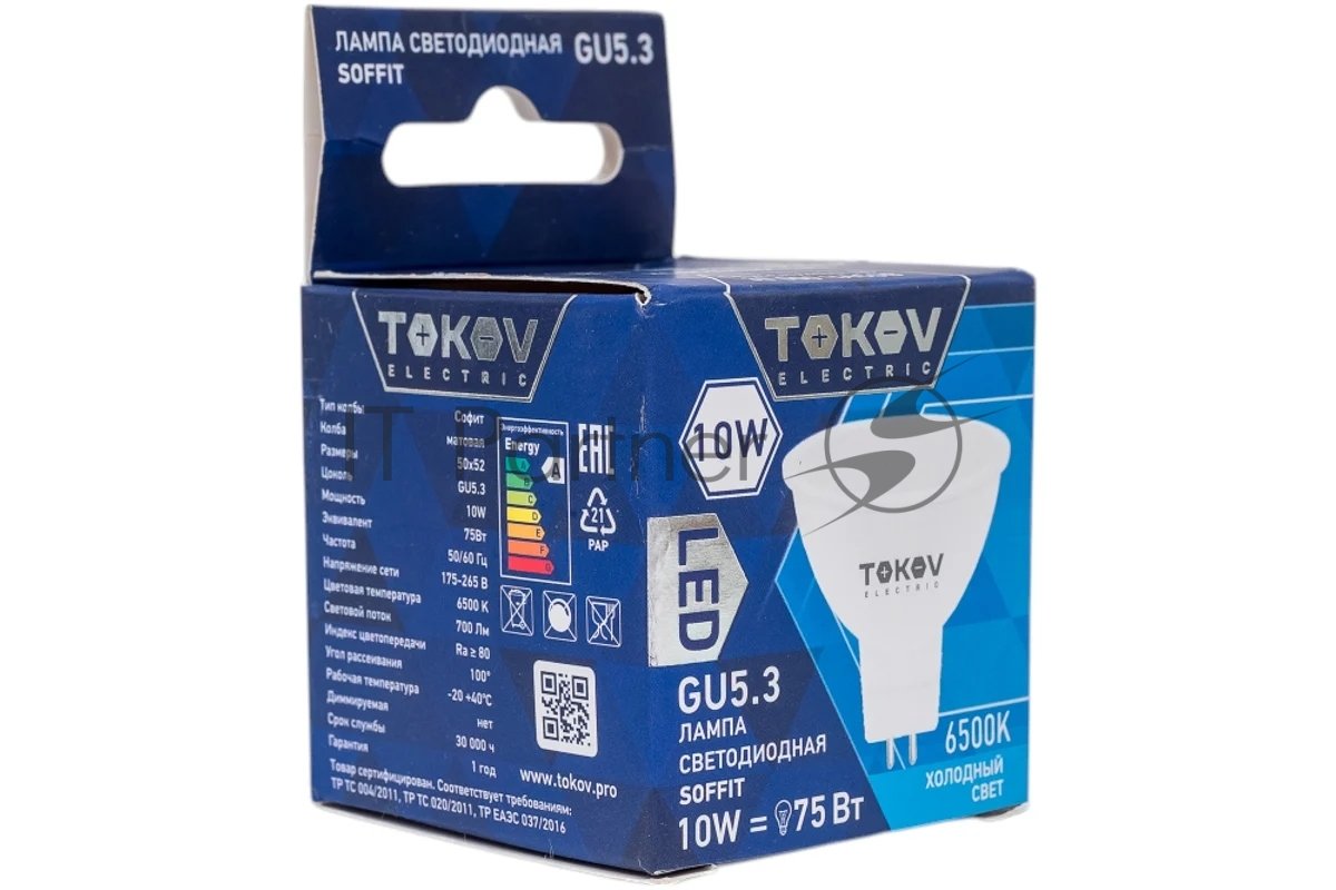 Лампа светодиодная TOKOV ELECTRIC 10Вт Soffit 6500К GU5.3 176-264В