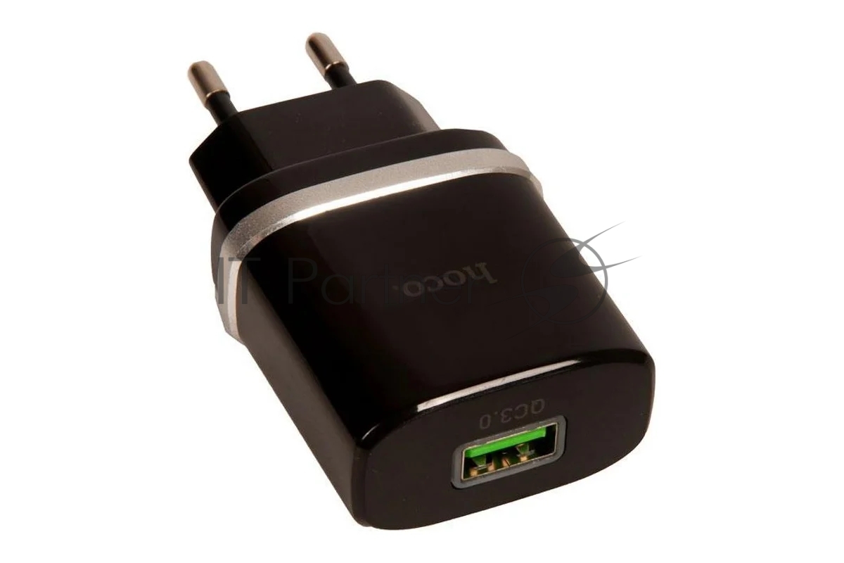 Блок питания (сетевой адаптер) HOCO С12Q Smart QC3.0, кабель Type-C-USB, 5V, 3.0A, черный