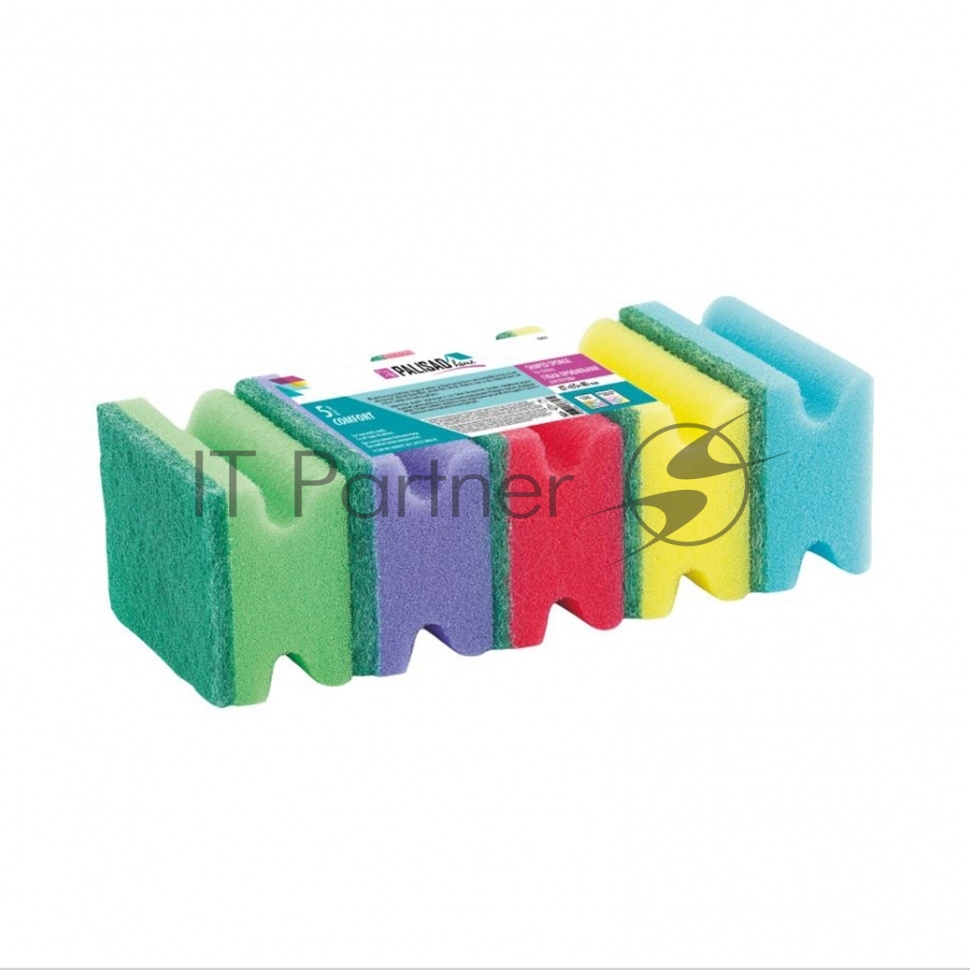 Губки для посуды Palisad Home профильные, 87x65x40 мм, 5 шт.