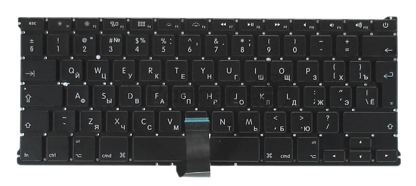 Клавиатура для ноутбука MacBook A1369 2011+ черная с подсветкой, большой ENTER