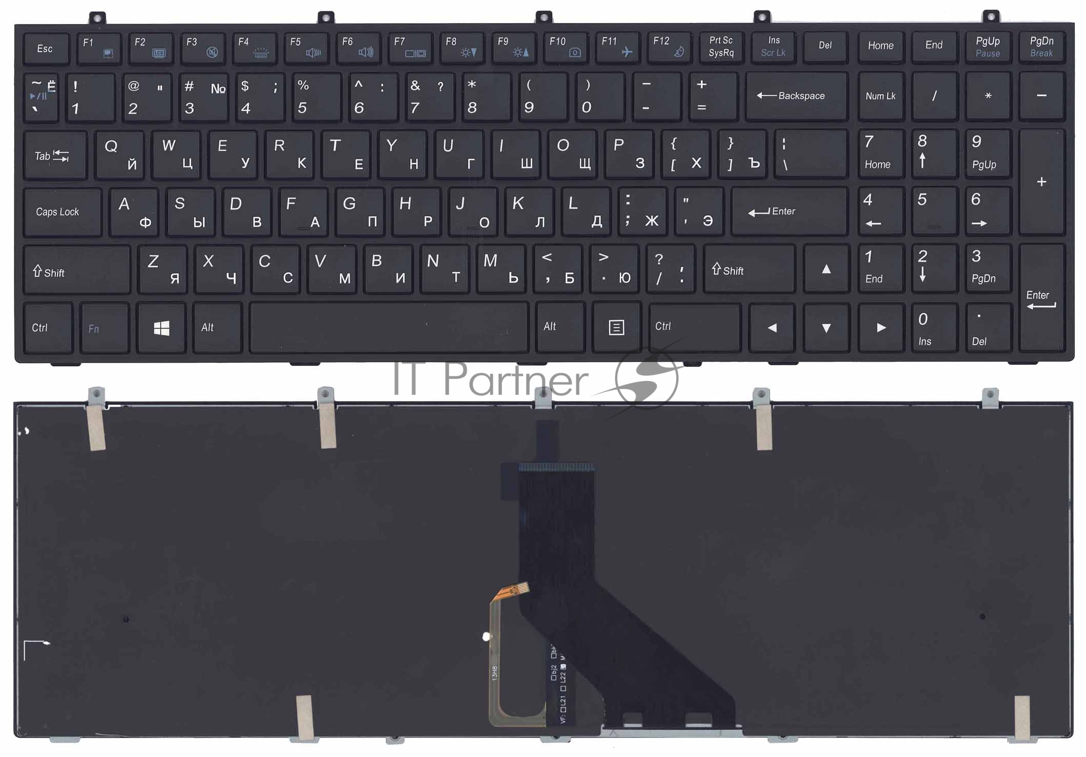 Клавиатура Clevo 16604, для W350 w370, черная, с подсветкой