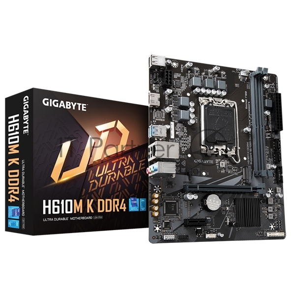Материнская плата Gigabyte H610M K DDR4 V2.0, LGA 1700, Intel H610, 2xDDR4, 2xSATA, 1xM.2, 1xPCIe 4.0 x16, 1xPCIe x1, 1xHDMI, 1x 1Gb LAN, 2xUSB-A 3.2 Gen 1, 4xUSB-A 2.0, 3x 3.5 мм, 7.1, mATX