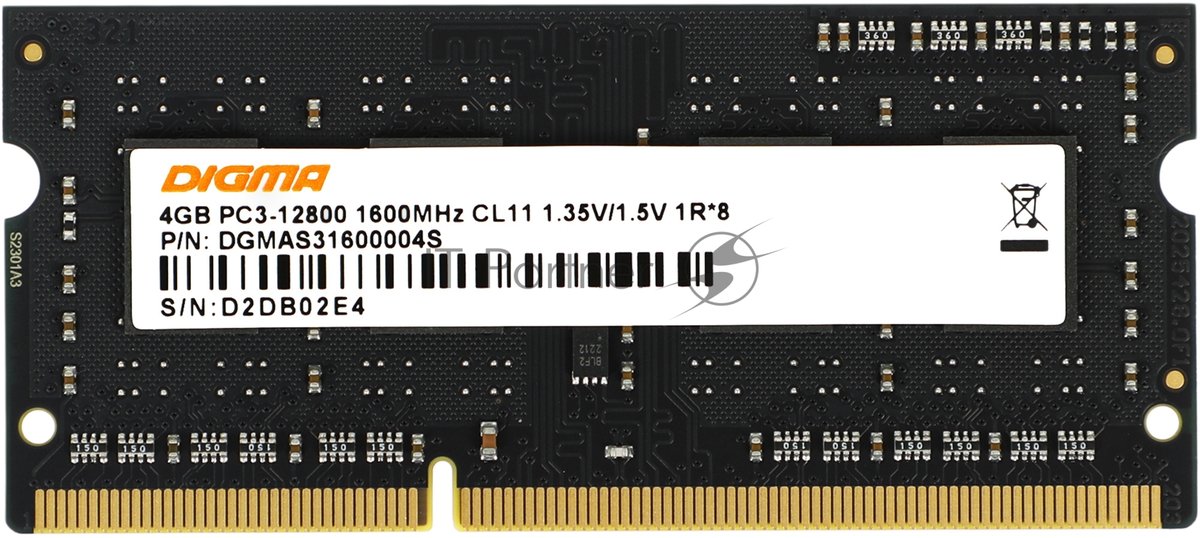 Оперативная память Digma, DDR3, 4GB (1x4 GB), 1600 MHz, CL11, SO-DIMM