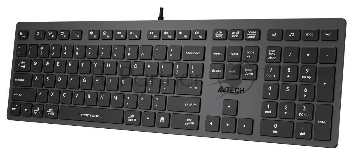 Клавиатура проводная A4Tech Fstyler FX50, USB, серый