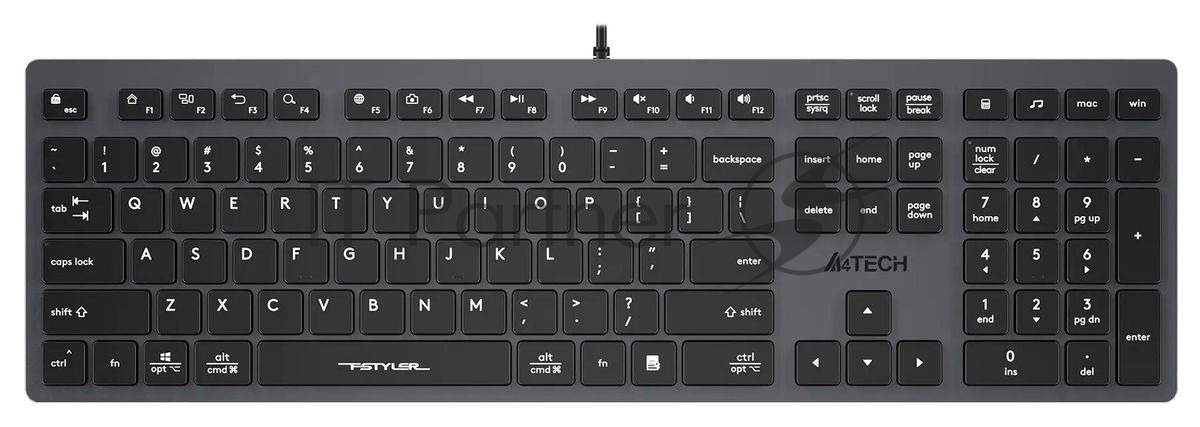 Клавиатура проводная A4Tech Fstyler FX50, USB, серый