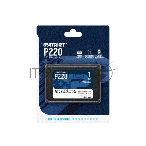 Накопитель SSD Patriot P220, 1Tb, SATA III, 2.5", R/W 550/500