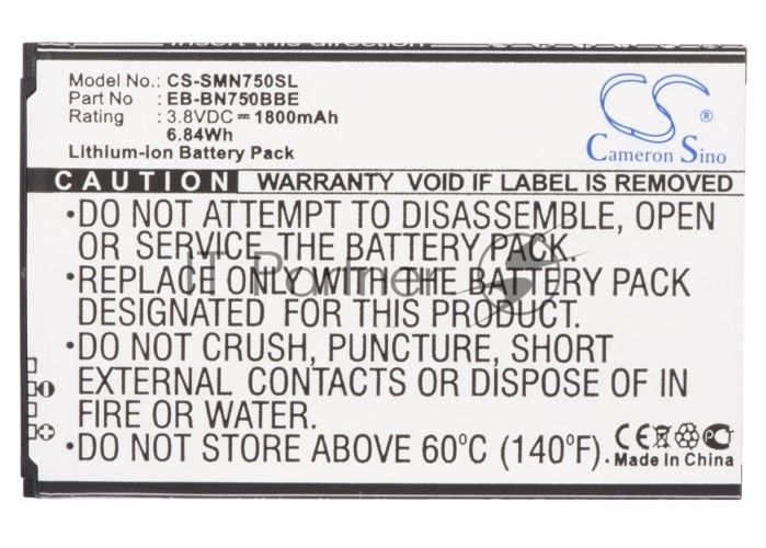 Аккумулятор CameronSino CS-SMN750SL EB-BN750BBC для Samsung Galaxy Note 3 Neo 3.8V, 1800mAh, 6.84Wh