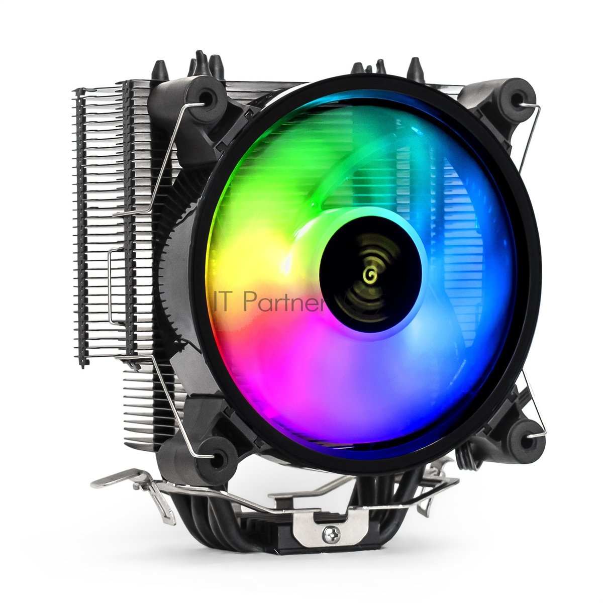 Кулер для процессора ExeGate Dark Magic EXX400V2-PWM.RGb серебристый, 120 мм, алюминий/медь, 2100 об/мин, 24 дБ, 4 pin, 140 Вт, 155 мм