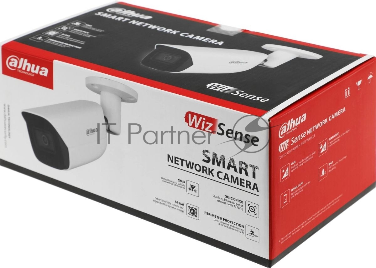 DAHUA DH-IPC-HFW3441EP-S-0360B-S2 Уличная цилиндрическая IP-видеокамера 4Мп, 1/3” CMOS, объектив 3.6мм, видеоаналитика, микрофон, ИК 50м, IP67, металл