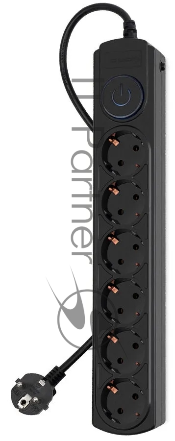 Сетевой фильтр Ippon BK-6-EU-3-10-B 3 м, 6 розеток, черный, коробка