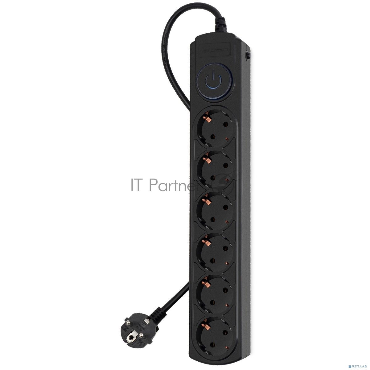 Сетевой фильтр Ippon BK-6-EU-3-10-B 3 м, 6 розеток, черный, коробка