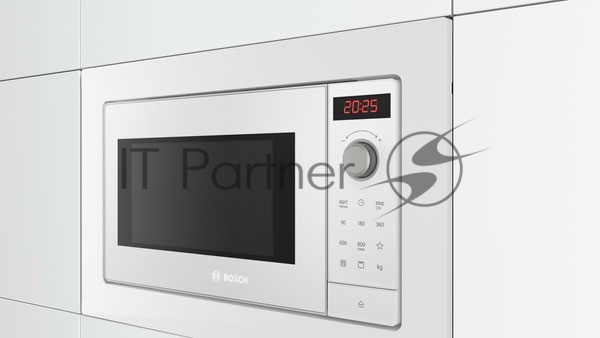 Встраиваемая микроволновая печь Bosch BEL653MW3 белый, 25 л, 800 Вт, переключатели - сенсор, поворотный механизм
