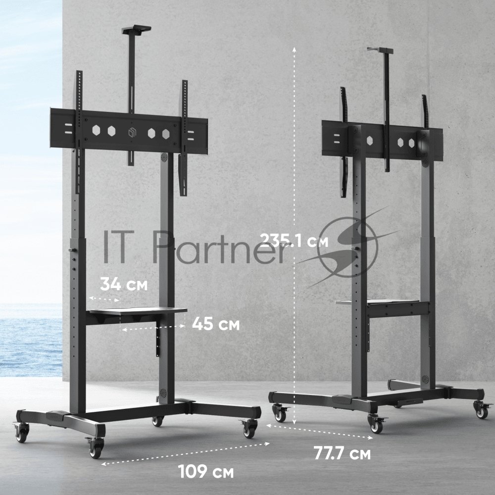 Стойка для телевизора ONKRON TS1991 черный 50"-100" макс.10кг напольный наклон