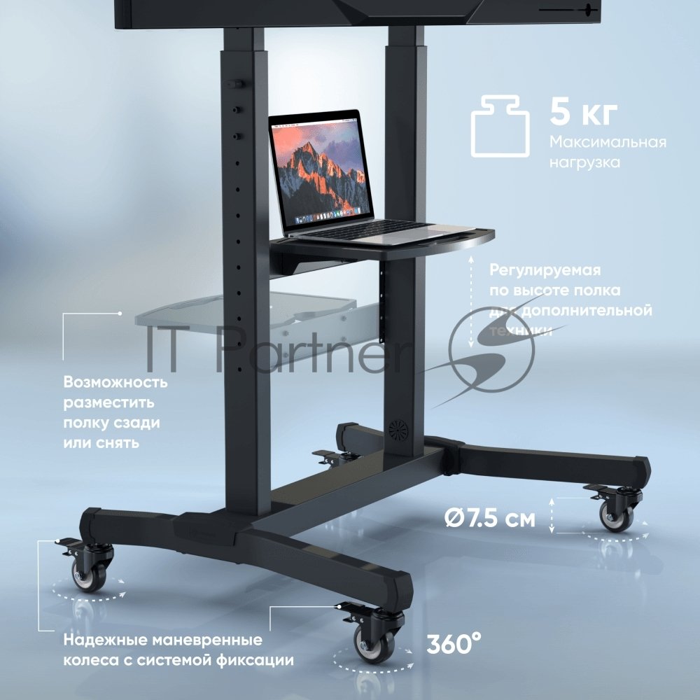 Стойка для телевизора ONKRON TS1991 черный 50"-100" макс.10кг напольный наклон
