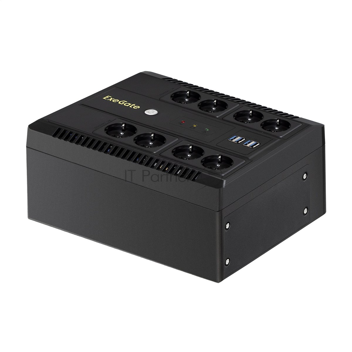 Источник бесперебойного питания ExeGate NEO NNB-1000.LED.AVR.8SH.CH 1000VA/650W, LED, AVR, 8*Schuko, 4*USB-порта для зарядки, черный