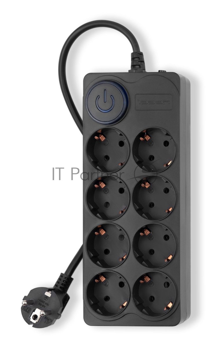 Сетевой фильтр Ippon BK-8-EU-3-10-B 3 м, 8 розеток, черный, коробка
