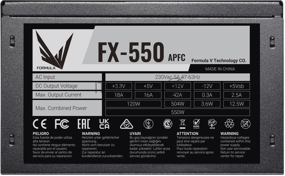 Блок питания Aerocool/Formula FX-550 RTL, 550Вт, 120мм, черный