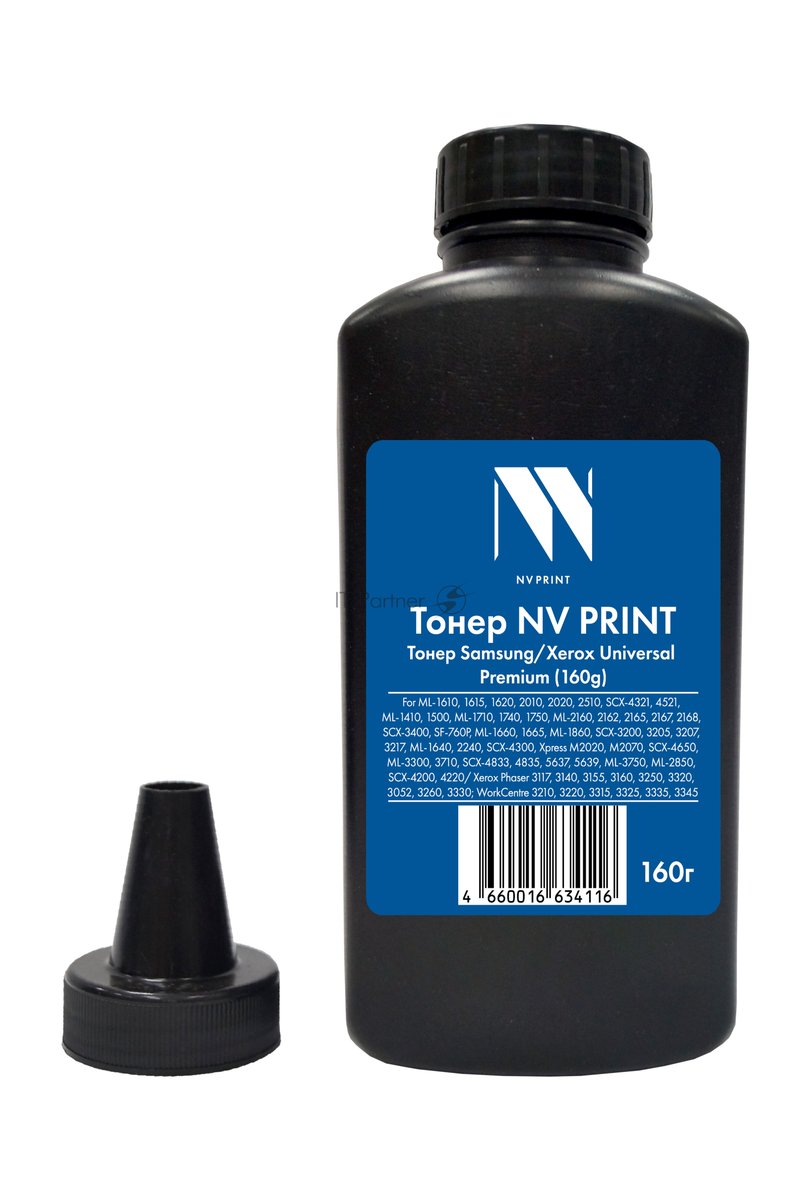 Тонер NVPrint Samsung/Xerox Universal (160г) пакет для ML-1610, 1615, 1620, 1625, 2010, 2015, 2020, 2510, 2570, 2571, SCX-4321, 4521, ML-1410, 1500, 1510, ML-1710, 1740, 1745, 1750, 1755, 1780, ML-2160, 2162, 2165, 2167, 2168, SCX-3400, 3405, 3407, SF-760P, ML-1660, 1665, 1667, 1670, ML-1860, 1865, 1867, SCX-3200, 3205, 3207, 3217, ML-1640, 1641, 1645, 2240, 2241, SCX-4300, Xpress M2020, M2021, M2022, M2070, M2071, SCX-4650, 4655, ML-3300, 3310, 3312, 3710, 3712, SCX-4833, 4835, 5637, 5639, 5737, 5739, ML-3750, ML-2850, SCX-4200, 4220/Xerox Phaser 3117, 3140, 3155, 3160, 3250, 3320, 3052, 3260, 3330; WorkCentre 3210, 3220, 3315, 3325, 3215, 3225, 3335, 3345 Premium