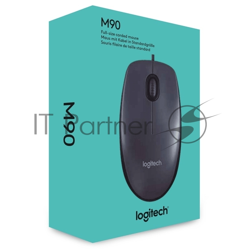 Мышь проводная Logitech M90 черный/серый, 1000 dpi, USB, кнопки - 3