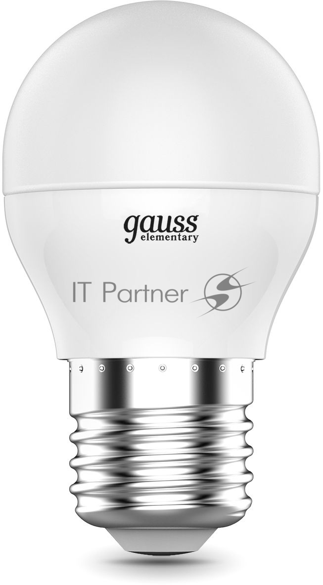 Лампа светодиодная Gauss Elementary 6Вт цок.: E27 шар 220B 4100K св. свеч. белый. ней. (упак.: 10 шт)