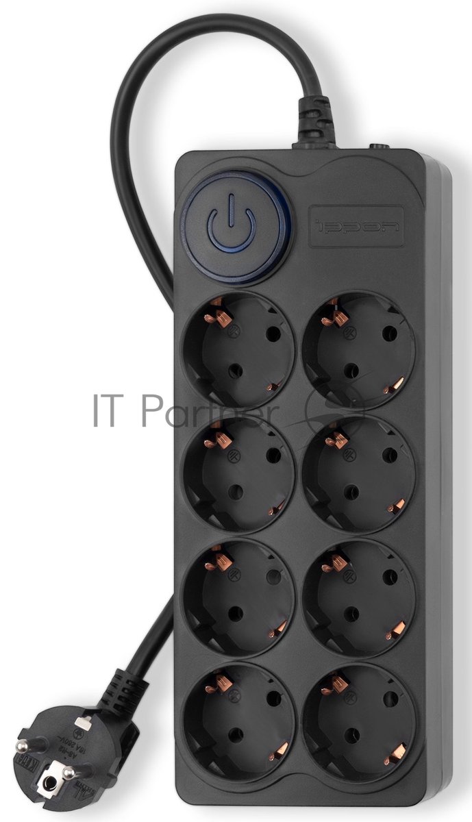 Сетевой фильтр Ippon BK-8-EU-5-16-B 5м (8 розеток) черный (коробка)
