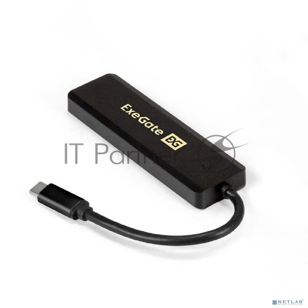 Exegate EX293986RUS USB-Хаб (концентратор) ExeGate DUB-4CP/1 (кабель-адаптер USB Type C --> 4xUSB3.0, Plug&Play, черный)