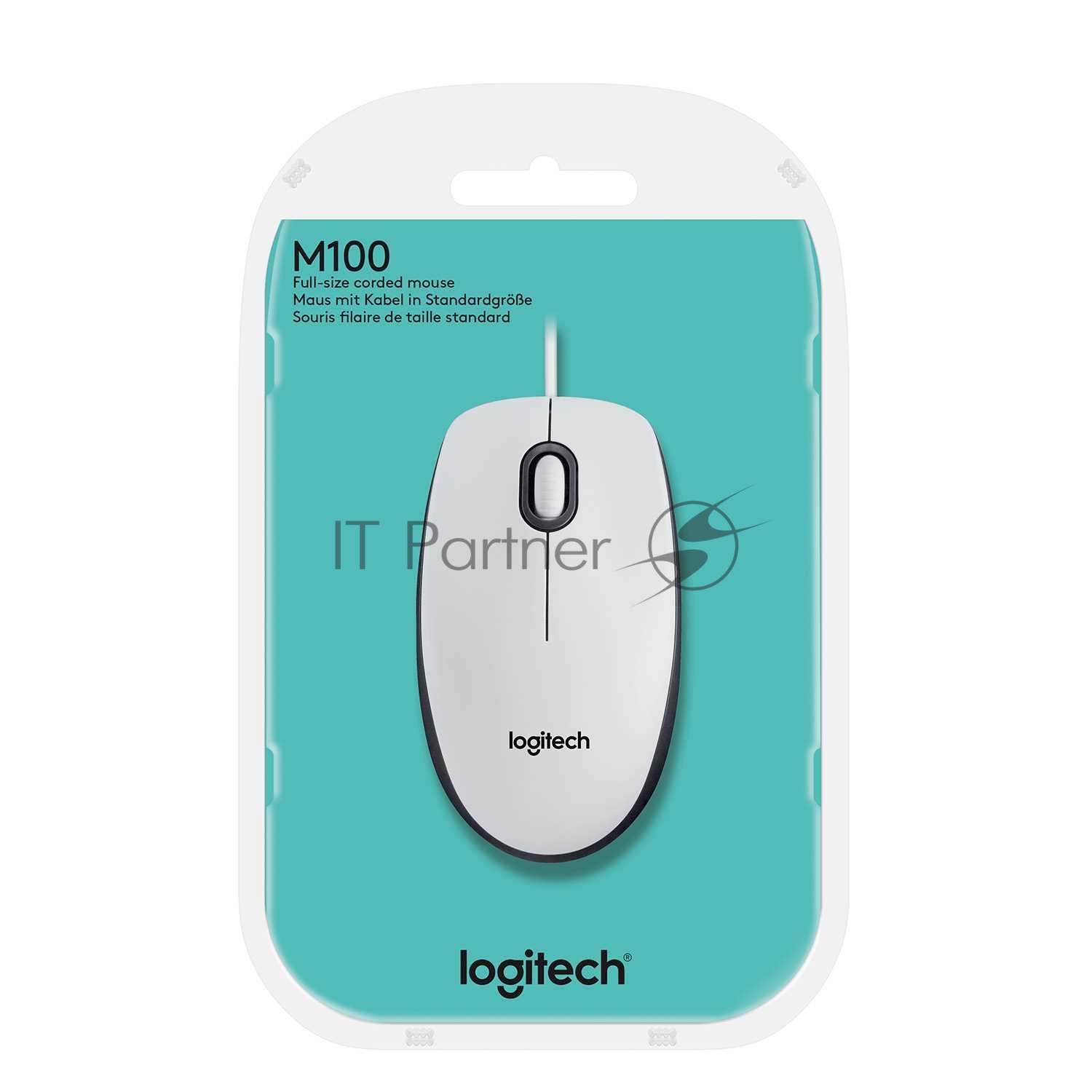 Мышь проводная Logitech M100 белый, 1000 dpi, USB, кнопки - 3