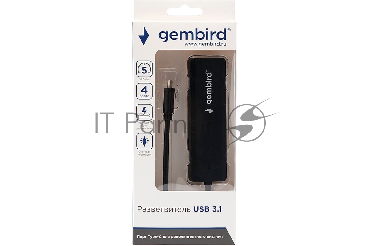 USB-концентратор Gembird UHB-C424, USB Type-C, USB 4 порта, USB Type-C