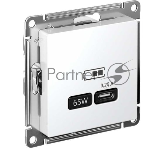 Розетка USB AtlasDesign тип C 65Вт QC PD высокоскор. ЗУ механизм бел. SE ATN000127