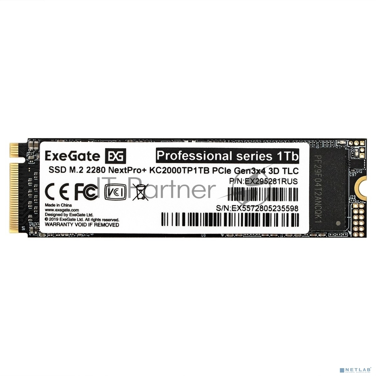 Exegate SSD M.2 2280 1Tb ExeGate NextPro+ KC2000TP1TB (PCIe Gen3x4, NVMe, 22x80mm, 3D TLC) [EX295281RUS]