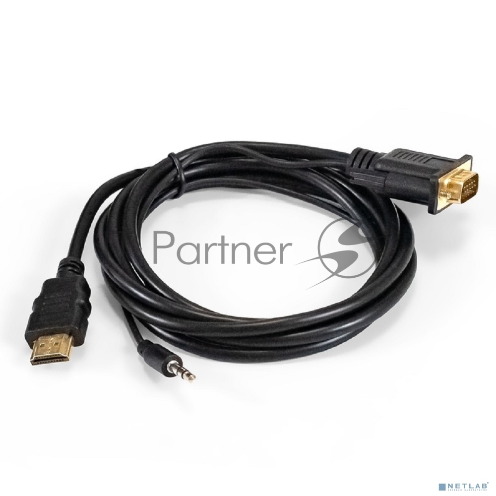 Exegate EX294719RUS Кабель-переходник HDMI-VGA ExeGate EX-HDMIM-VGAM-3.5JackS-1.8 (19M/15M+3.5mm Jack M, 1,8м) Преобразователь цифрового HDMI сигнала в VGA видео и стерео-аудио