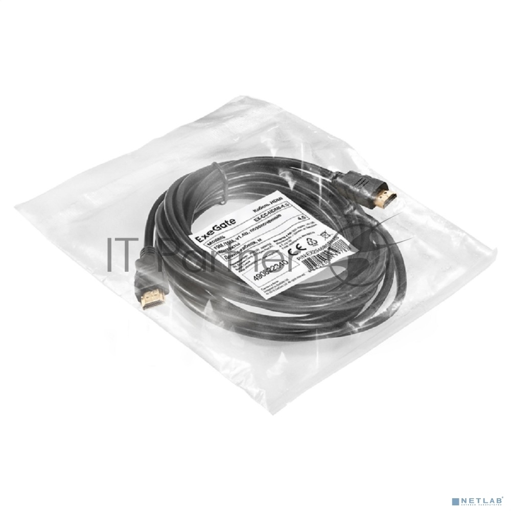 Exegate EX294685RUS Кабель HDMI ExeGate EX-CC-HDMI-4.5 (19M /19M, 4,5м, v1.4b, позолоченные контакты)