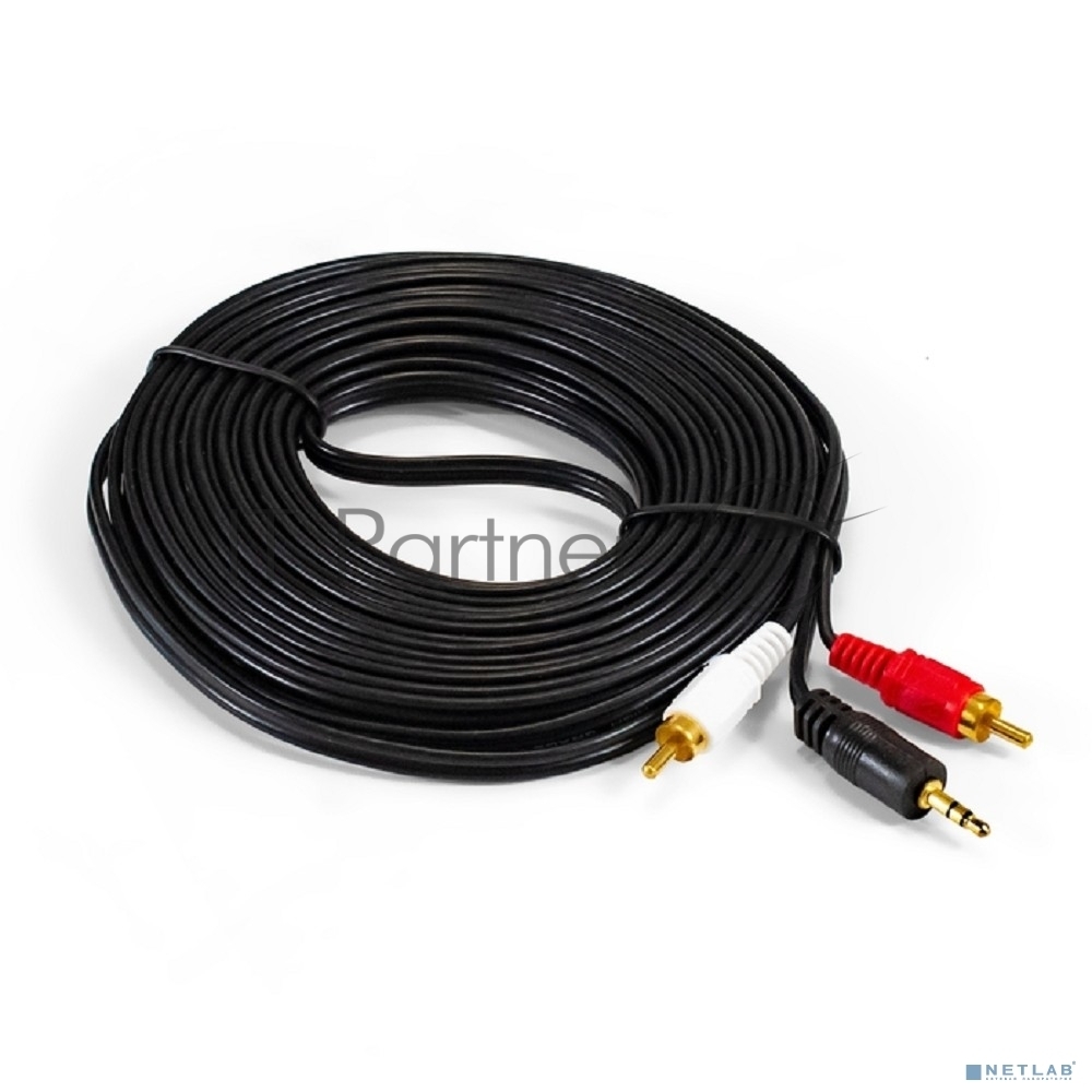 Exegate EX294735RUS Кабель аудио ExeGate EX-CCA-458-10.0 (3.5mm Jack M/2xRCA M, 10м, позолоченные контакты)