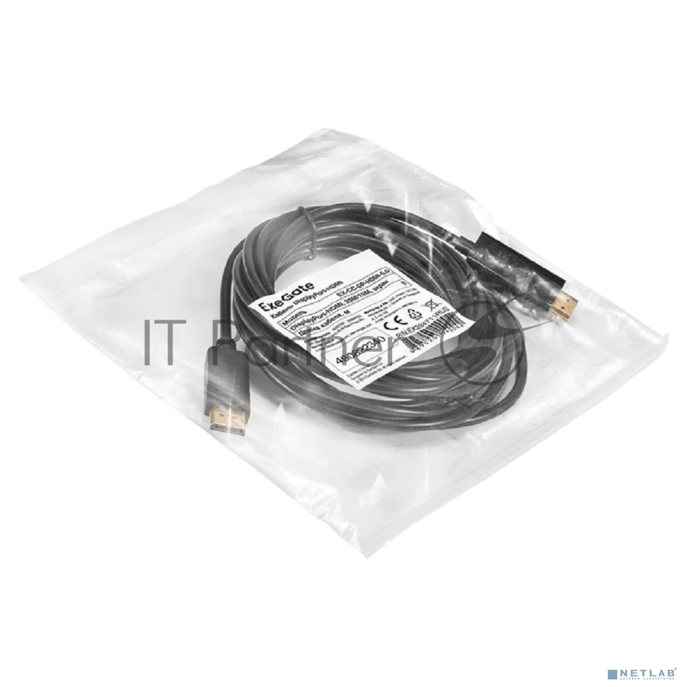 Exegate EX294711RUS Кабель DisplayPort-HDMI ExeGate EX-CC-DP-HDMI-5.0 (20M/19M, 5м, экран)