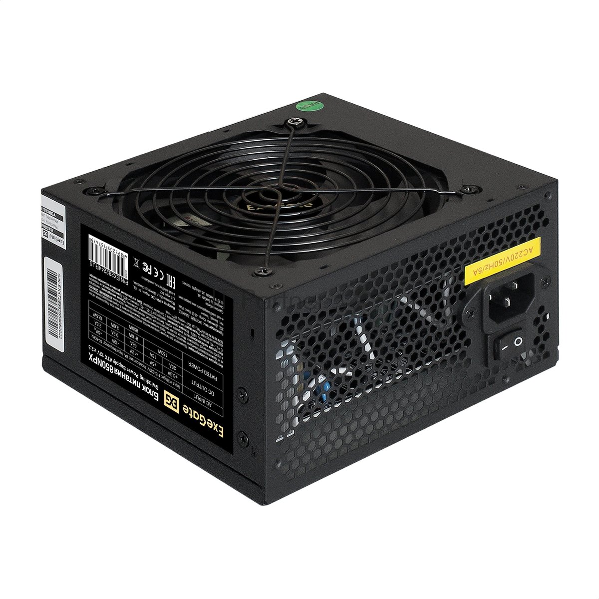 Exegate EX292244RUS Блок питания 850W  850NPX (ATX, 12cm fan, 24pin, 2x(4+4)pin, 2xPCI-E, 5xSATA, 3xIDE, black)