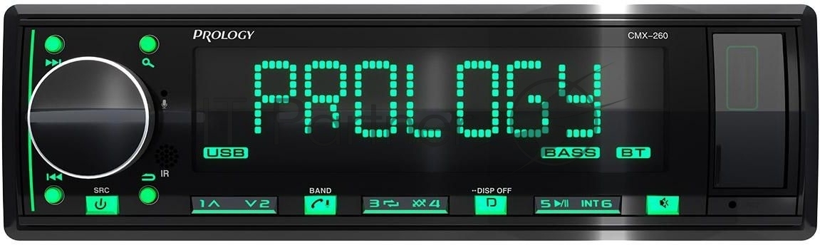 Автомагнитола Prology CMX-260, 1 DIN, Bluetooth, USB Type-A, AUX, пульт ДУ