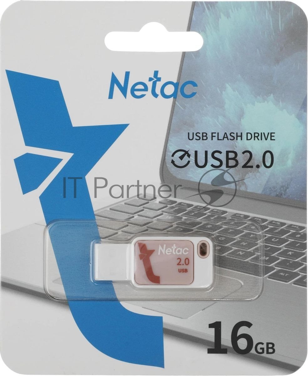 USB накопитель Netac - UA31, USB Type A (USB 2.0), 16 ГБ, цвет розовый, NT03UA31N-016G-20PK