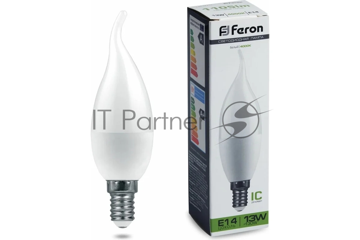Лампа светодиодная Feron LB-970 (38113) 13 вт Е14 белый матовая свеча на ветру